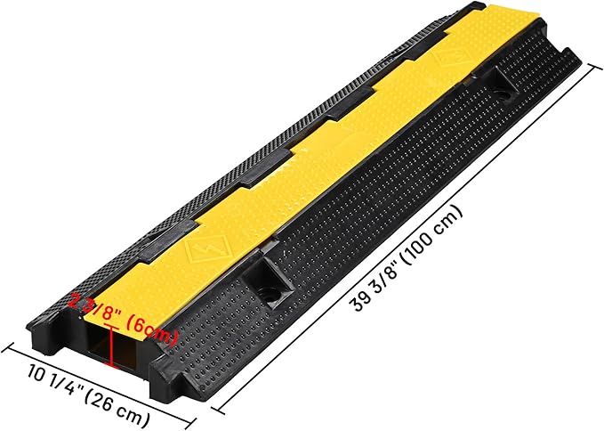 Yescom Cable Ramp Protector 1 Channel Garden Hose Protecitive 22000 Lbs Load Capacity Heavy Duty Speed Bump for Road Driveway Walkway
