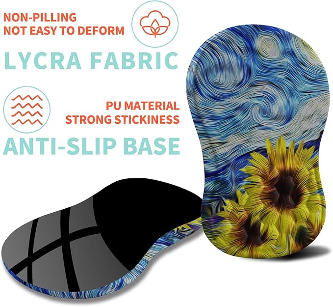 Ergonomic Mouse Pad Wrist Support with Memory Foam Massage Bulge, Carpal Tunnel Pain Relief Mousepad Wrist Rest for Mouse(12x8 inch,Sunflower)