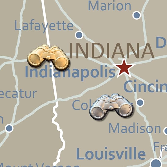 Binoculars Push Pins - Silver Bird Watching Map Pins for Cork Boards, Maps, or Lapel Use - Designed in USA - Set of 20