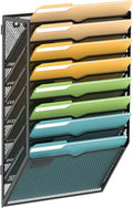 SUPEASY 8-Tier Wall File Organizer Mesh Office Mail Holder, Hanging Wall Organizer Magazine Rack for Office Black