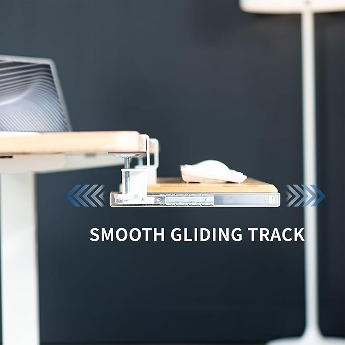 VIVO Large Clamp-on Computer Keyboard and Mouse Under Desk Slider Tray, 27 x 11 inch Pull Out Platform Drawer, Bamboo, MOUNT-KB05O