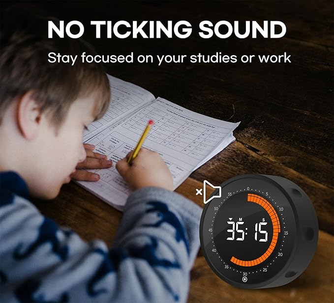 Digital Visual Timer, 60 min Countdown & Count up, Large Screen for Kids & Senior, Magnetic, Kitchen Cooking, Gym, Classroom, Productivity time Management Tool for Autism & ADHD