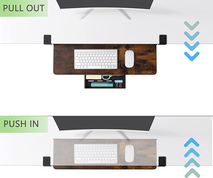 ETHU Keyboard Tray Under Desk, 26.77" X 11.81" Large Size Keyboard Tray with C Clamp-on Mount Easy to Install, Computer Keyboard Stand, Ergonomic Keyboard Tray for Home and Office