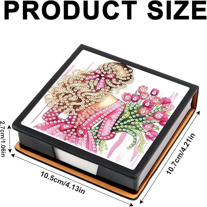 2 pcs Girl Diamond Painting Kit Note Box,Back View Memo Paper Storage Box Diamond Art,Sticky Note Holder Diamond Art,Diamond Painting Memo Pad For Office Desk. (Girl)