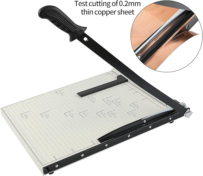 Paper Trimmer Guillotine Metal Base A3 Stack Paper Cutter Heavy Duty 18 Inch with Guard Rail Safety Blade Lock ZEQUAN, 10-Sheet Capacity, Guillotine Paper Slicer Cutter for Office Home School