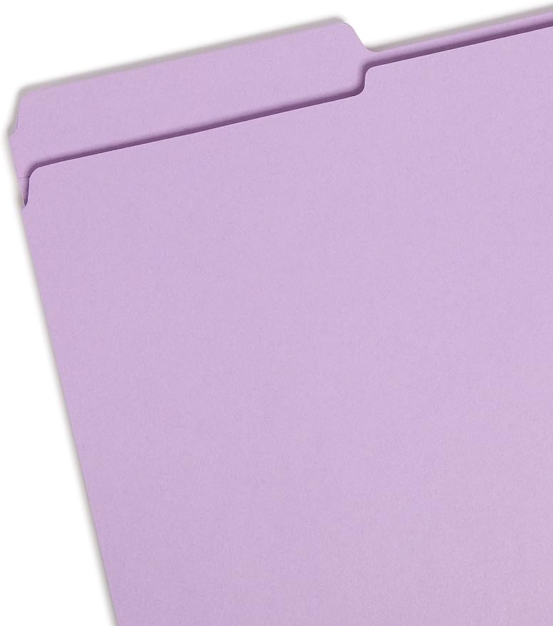 Smead File Folder, Reinforced 1/3-Cut Tab, Legal Size, Lavender, 100 per Box (17434)