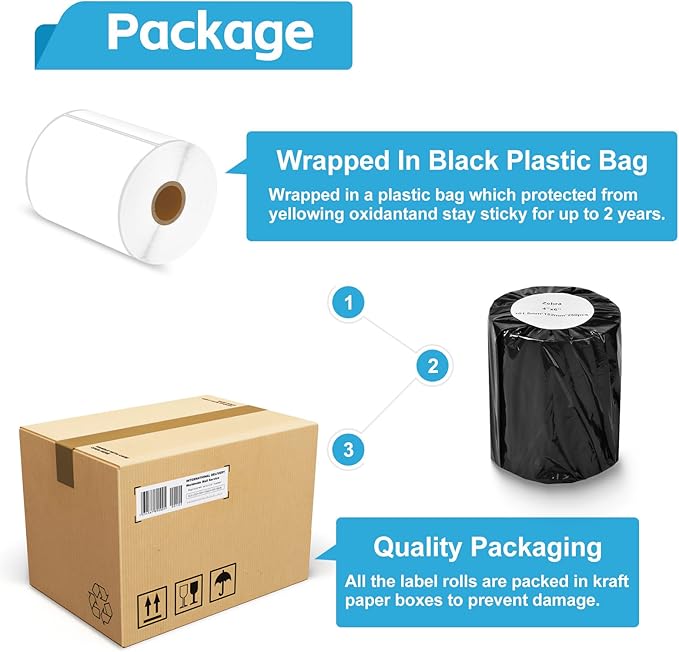 NineLeaf 4 Rolls 4"x 6" Direct Thermal Printing Blank Paper Shipping Labels Compatible for Zebra TLP-2844 ZP-450 GK420T GX420T GX430T GK420D GC420D GC420T Label Printer (250 Labels per roll)