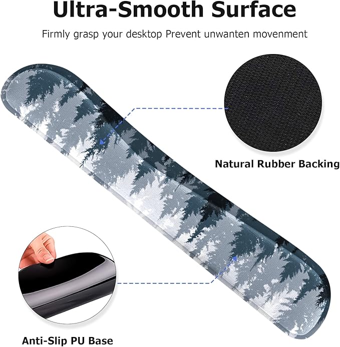 iLeadon Mouse Pad Wrist Support Keyboard Wrist Rest Set, Ergonomic Mouse Pad with Non-Slip Base for Computer Home Office + Coasters, Easy Typing & Pain Relief Mouse Mat, Forest