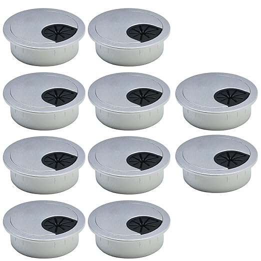 10 Pcs Desk Grommet 2-1/16" / 53 mm, Desk Cord Hole Cover, Cable Grommet ABS Plastic, Desk Hole Grommet for Home & Office Pc, Detachable Cable Cord Organizer-Silver Sand
