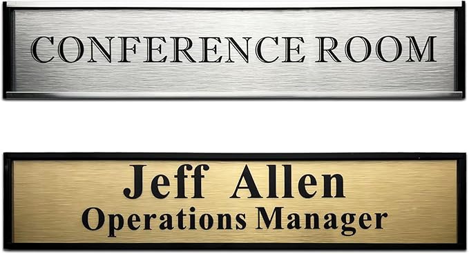 Personalized Name Plate for Door or Wall, 2 * 10 inch Custom Office Aluminum Door Name Plates with Two Lines Custom Text, Office Gifts for Coworkers Boss Teacher, Employee Appreciation Gifts