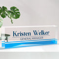 Desk Name Plate Personalized, Premium Business Modern Blue Acrylic Desk Name Plate, Personalized Name Plate for Desk, Office Decor for Women or Men Coworkers, Boss, Employee, Teacher (Blue 2)