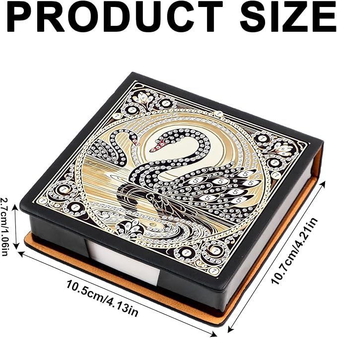 Swan Diamond Painting Kit Note Box,Memo Paper Storage Box Diamond Art,Sticky Note Holder Diamond Art,Diamond Painting Memo Pad For Office Desk. (Swan)