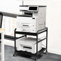 TFK 2 Tier Large Printer Stand with Storage, 20 x 20 Inches Under Desk Printer Table with Adjustable Shelf, Rolling Printers Cart with Wheels for Home Office, Fits Fax /3D Printer/Scanner, Black