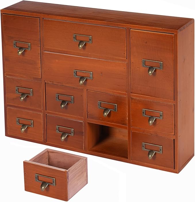Vintage 12-Drawer Storage Cabinet – Multipurpose Desktop Organizer for Office, Craft & Home