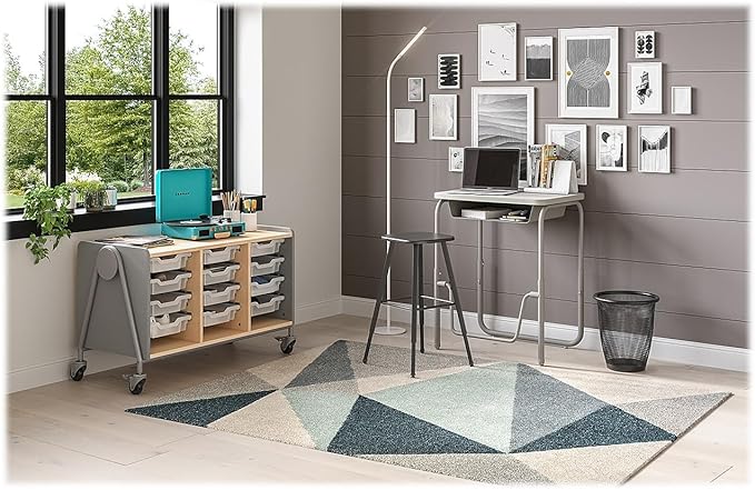 Safco Products AlphaBetter 2.0 Height – Adjustable Student Desk with Swinging Footrest Bar and Book Box, Sit to Stand, 22"-30" w, Pebble Gray