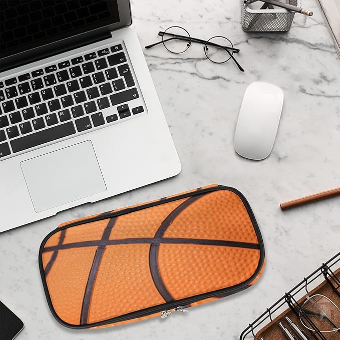 Pardick Basketball Big Capacity Pencil Pen Case Basketball Sport Large Pencil Pouch with Zipper Compartments Pencil Bag for Boys Girls Adults Student Office School Supplies