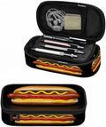 Burger Pencil Case Organizer Sausage Food Delicious Black Stationery Box Makeup Colleague Office Supply for Adults Men Women School Students Boy Girl