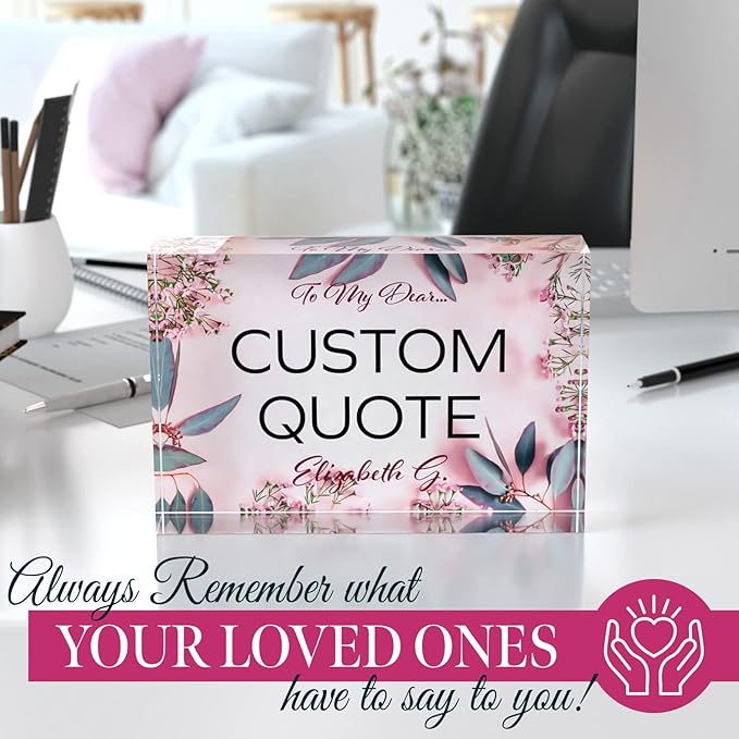 Custom Acrylic Sign Personalized, Custom Desk Name Plate, 18 Styles, (4"x6"), With Gift Box, USA Made by Acryluxe. (Glowing)