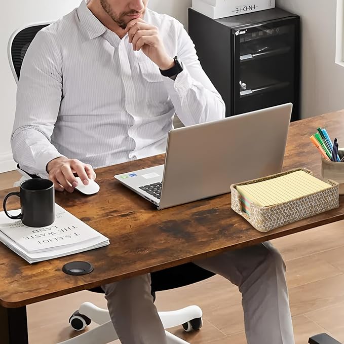 4 x 6 Inch Sticky Note Holder,Seagrass Post It Note Dispenser,Woven Sticky Note Dispenser,Farmhouse Style Post It Holder for Home Office Desk Decor,Whitewash