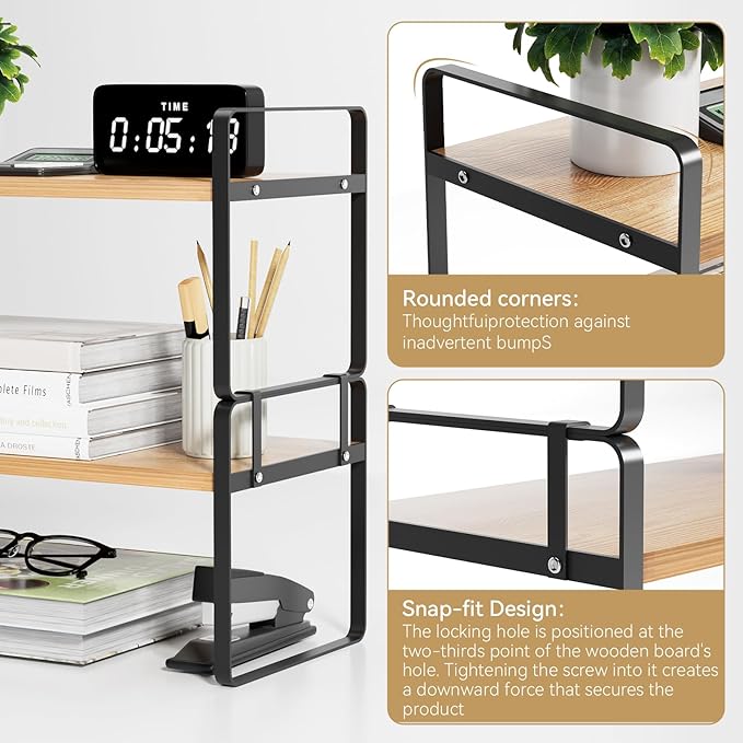 YGYQZ Desk Organizer Shelf，2 Tier Detachable Table Top Bookshelf, Freestanding Display Shelf for Office, Dormitory, Home