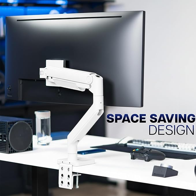 VIVO Heavy Duty Aluminum Ultrawide Monitor Tension Arm for up to 49 inch Screens, Holds 44 lbs, Premium Desk Mount Stand Designed for Samsung Odyssey G9 and More, White, STAND-V101VW