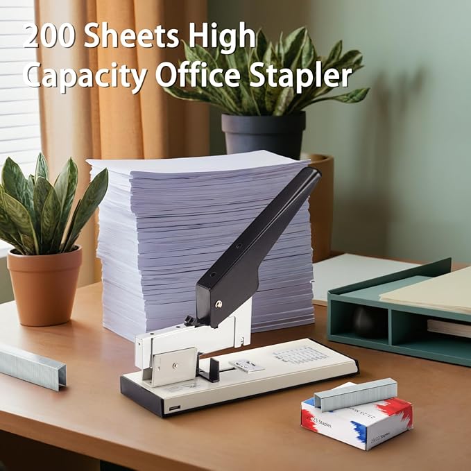 IMLIKE Heavy Duty Stapler with 2000 Staples：200 Sheets High Capacity Manual Desk Stapler,No Jam,Non-Slip,Include High Strength 23/13 & 23/23 Staples