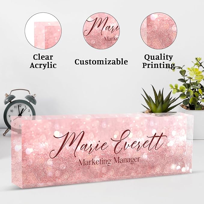Desk Name Plate Personalized, Custom Name Plate for Office Desk Decor for Women & Men, Custom Office Gifts Employee Appreciation Gifts for Boss, Manager, Nurse, Lawyer, Teacher