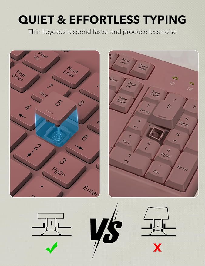 Wireless Keyboard and Mouse Combo - Full-Sized Ergonomic Keyboard with Wrist Rest, Phone Holder, Sleep Mode, Silent 2.4GHz Cordless Keyboard Mouse Combo for Computer, Laptop, PC, Mac, Windows -Trueque