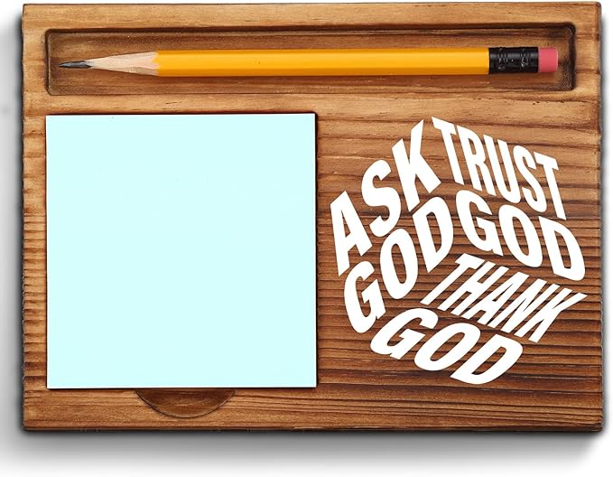 Ask God Christian Sticky Note Holder Gifts for Women, Men, Coworkers, Inspirational Prayer Desk Decor, Trust God Thank God Religious Quote Note Pad Holder for Office or Home ZSS77