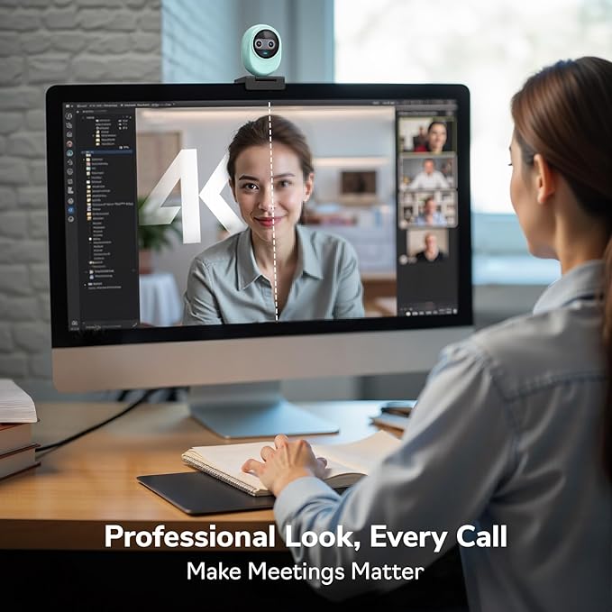 EMEET Piko 4K Webcam for Streaming, World’s 1st Dual-Camera AI-Powered 4K Camera w/AI Autofocus, 3 Mics Array&3 Sound Modes, USB Webcam with Clip, Great for Streaming, Desk Setup