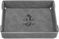 Engraved Christmas Gray Leather Valet Tray – Personalized Rectangle Catchall Organizer for Wallet, Keys, and Jewelry – Gift for Men, Dad, Couples – Dresser Top or Coffee Table Tray Decor
