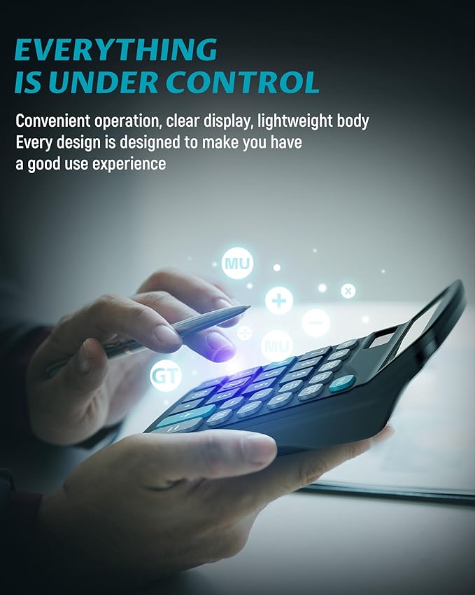 Lichamp Desk Calculators with Big Buttons and Large Display, Office Desktop Calculator Basic 12 Digit with Solar Power and AA Battery (Included), 10 Bulk Pack