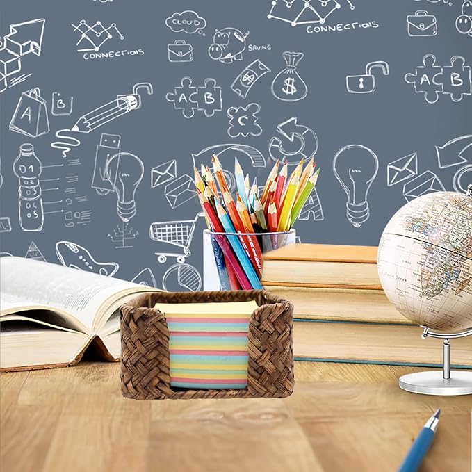 Sticky Note Holder Seagrass Post It Note Dispenser, 3 x 3 Inch Woven Sticky Note Dispenser, Farmhouse Post It Holder for Desk Home Office Decor, Coffee