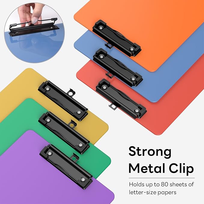 Zoenley Legal Size Clipboard Set of 6, Bright Colorful 8.5 x 14 Clip Board for Lawyer, Nurse, Business, with Low Profile Black Clip, Office & School Supplies