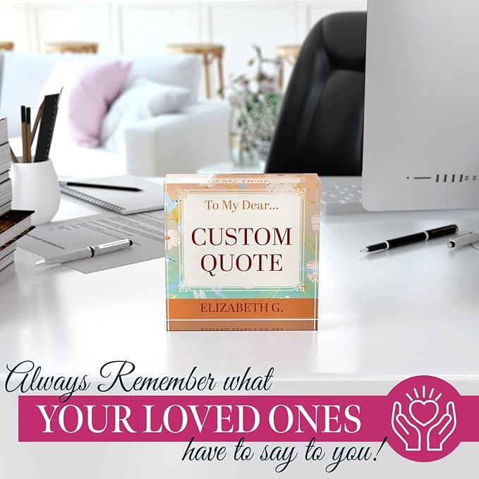 Personalized Gifts, Custom Quote Block Letter Board,Crystal-Clear Acrylic with Gift Box,17 Styles, Holiday and Christmas Gift for Mom, Dad, Girlfriend, Him or Her, Husband, Wife (4"x4, Flora)