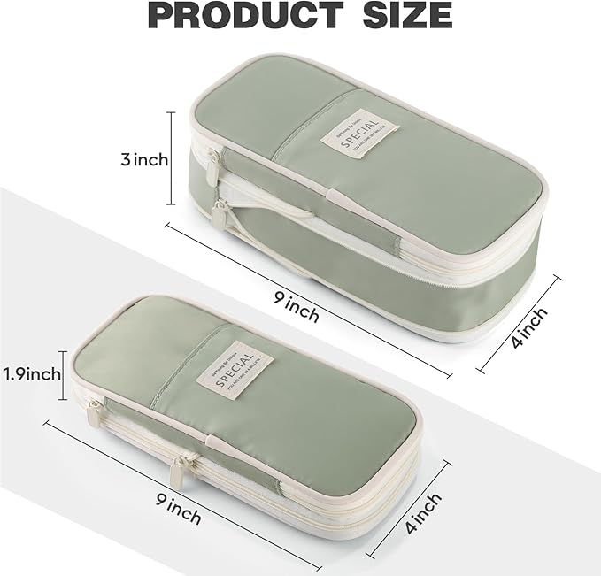 Large Capacity Pencil Case with Zipper, Aesthetic Pencil Pouch, Portable Stationery Organizer Bag for Teen and Adults, Big Pencil Bag for College, Office, Travel