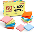 Sticky Notes, Shuttle Art 60 Pads Bright Stickies, 6 Assorted Colors, 3x3 Inches, 100 Sheets/Pad Sticky Pads for Home, School, Office