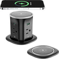 Jgstkcity Pop Up Countertop Outlet Recessed Power Strip with 15W Wireless Charger,45W USB C,3.15 inch Desk Hole,Ideal for Kitchen Island & Conference Table Receptacle (Black, 6FT-45W USB Ports)