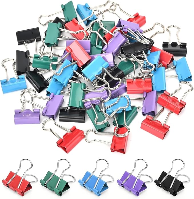Konilaomu Small Clips Binder Clips 0.75 inch, Small Paper Clips for Office (48 Pcs) (Mixed Color)