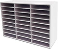 Literature Organizer - 27 - Slot Desktop File Sorter & Mail Center, Paper Storage Cabinet for Home, School & Office（White）