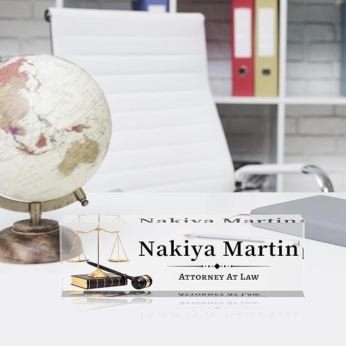 Personalized Name Plate for Desk Custom Acrylic Desk Name Plate Custom Employee Appreciation Gifts Office Gifts for Women, Men, Boss, Coworkers, Teacher, Nurse (Lawyer)