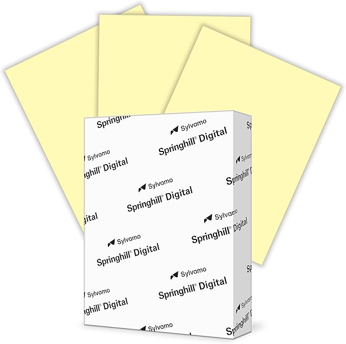 Springhill 8.5” x 11” Canary Yellow Colored Cardstock Paper, 67lb Vellum Bristol, 147gsm, 250 Sheets (1 Ream) – Premium Lightweight Cardstock, Vellum Printer Paper with Textured Finish – 036000R