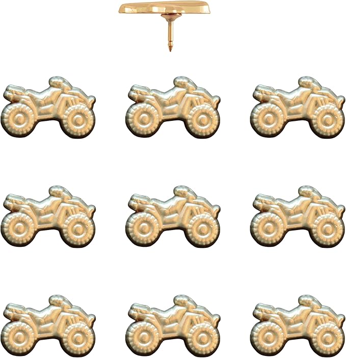 ATV Push Pins - Gold ATV Map Pins for Cork Boards, Maps, or Lapel Use - Designed in USA - Set of 10