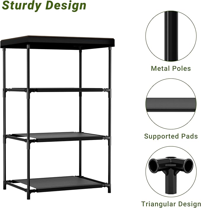 Dresser with 3 Fabric Drawer Stand Desktop Sturdy Metal Plastic Support Tube Cube Storage Cabinet for Bedroom Organization Dorm Front Hall Entryway