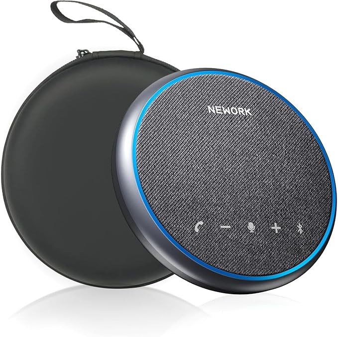 NEWORK AI Conference Speakerphone – 3 AI Mics, 360° Clear Voice, Noise Reduction, 12H Battery, Bluetooth & USB-C, Perfect for Home & Office Meetings