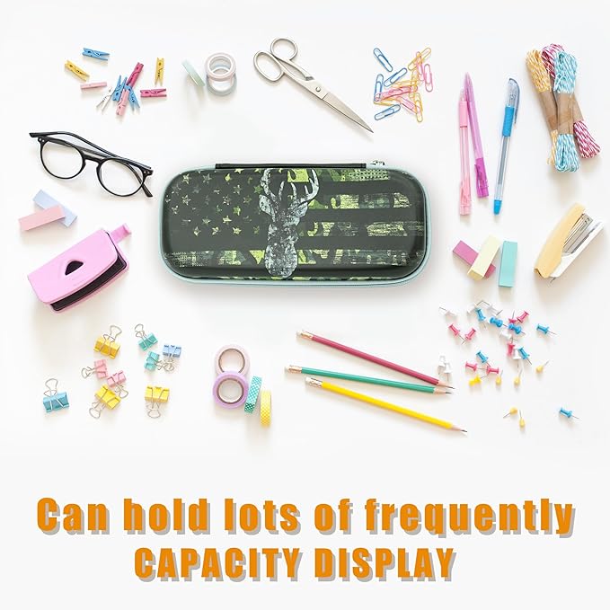 Camo Hunting Deer Pencil Box Zip Pencil Case for Boys Girls School Organizer Pencil Bag Pencil Pouch