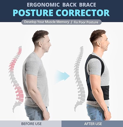 Fitsupport Back Brace Posture Corrector for Women and Men Back Lumbar Support Shoulder Posture Support for Improve Posture Provide and Back Pain Relief