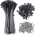 100Pcs Zip Ties with Screw Hole 8 Inch Cable Tie Mount, 0.9" Saddle Type Cable Mount Base Wire Mounting Clips Nylon Organizer Holders Clapms Zip Ties Anchors Fasteners for Wall(Black)