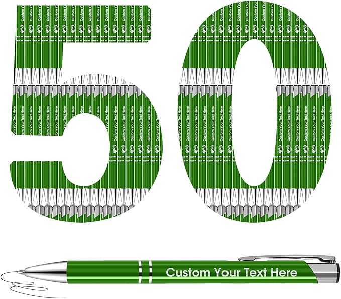 ENOMY 50 Pcs Personalized Pens Bulk Custom Pens with Logo Text Name Black Ballpoint Pens Inspirational Writing Pens, Gift for Teacher Student College Office Wedding Christmas Birthday