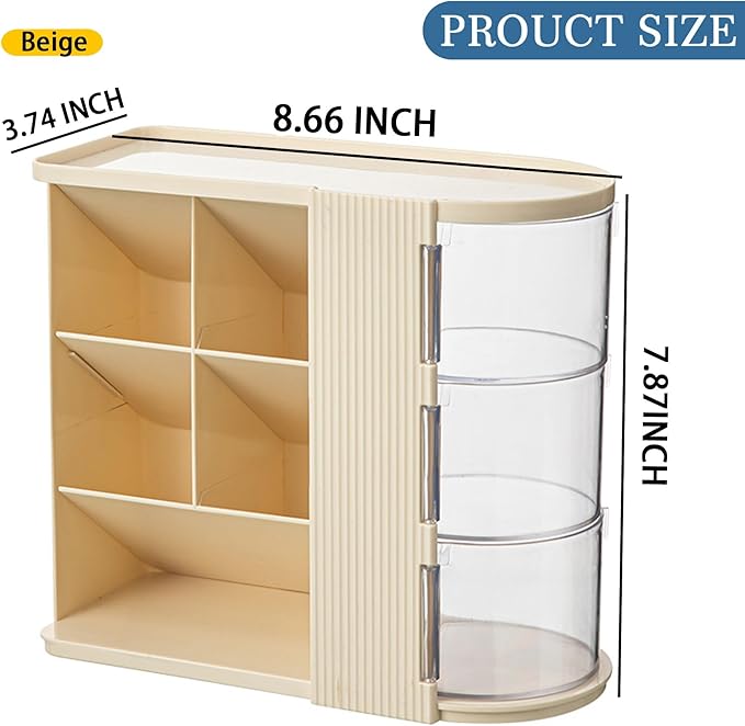 Desk Organizer with 3 Rotatable Drawer, Multi-Functional Pencil Pen Holder for Desk, Desk Organizers and Storage with 4 Slanted Compartments, Desktop Organizer for Office Home Supplies